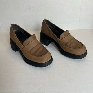 Camper Thelma Brown Tan Heeled Platform Loafers Size 40 (9.5US) Tan Brown Preppy